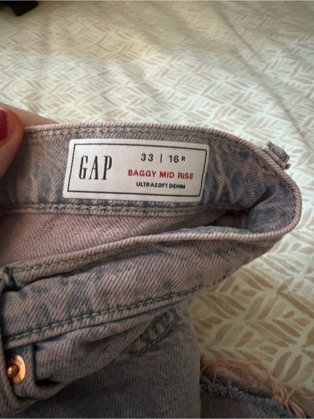 GAP Baggy Mid Rise Jeans - Lavender Wash size 16 - Picture 3 of 3
